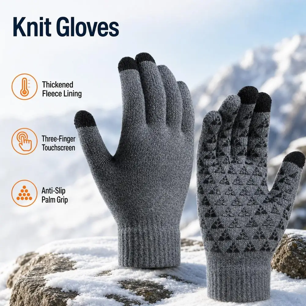 Women Men Warm Winter Touch Screen Gloves Stretch Classical Knit Mittens Full Finger Outdoor Cycling Driving Glove