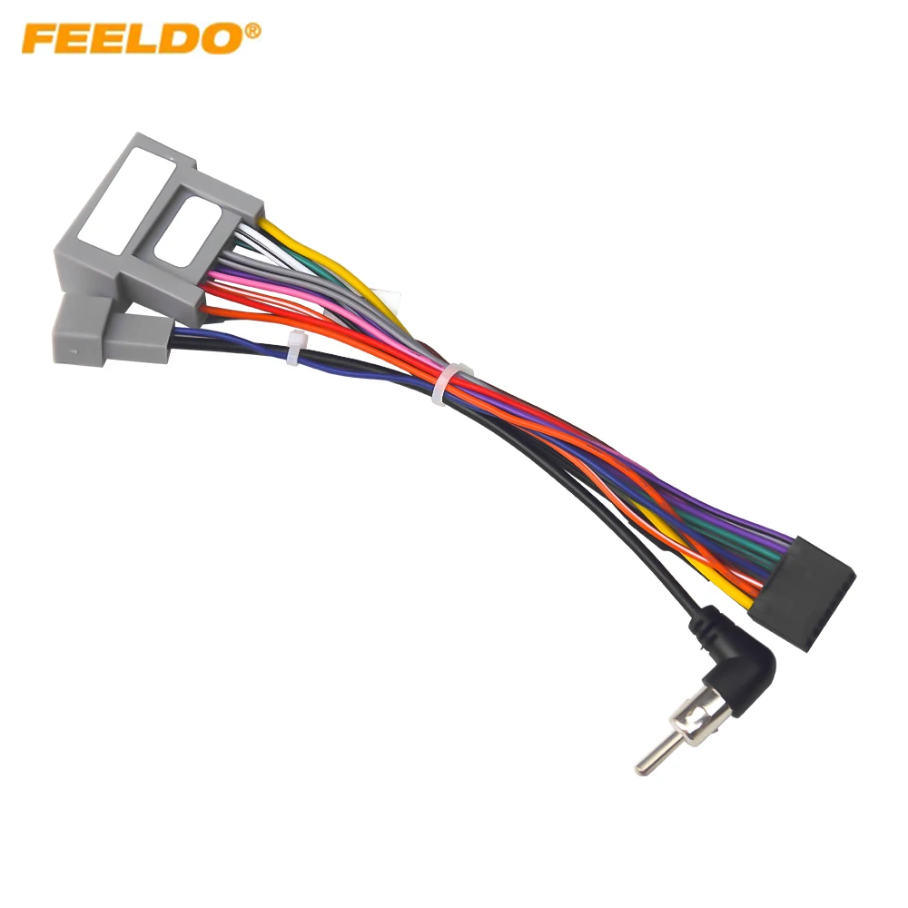 Car Stereo Media Player Navi Wire Harness with SWC For Honda Fit City Greiz (14-17) Audio Power Cable Adapter