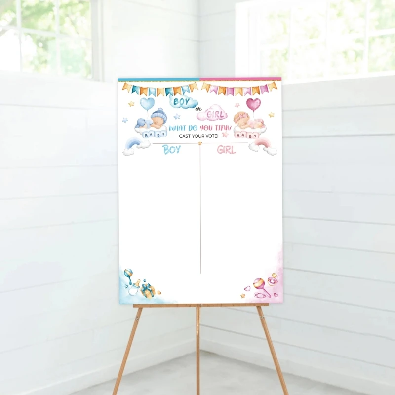 Baby Gender Reveal Voting Poster with Stickers Gender Reveal Party Decorations A0KF