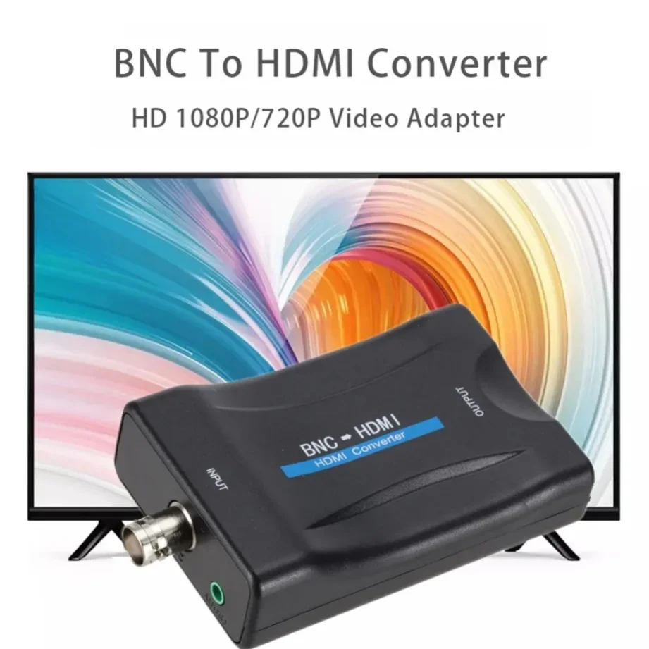 Grwibeou BNC To HDMI-compatible or HDMI-compatible to BNC Converter Display HD 1080P/720P Video Adapter Surveillance Monitor