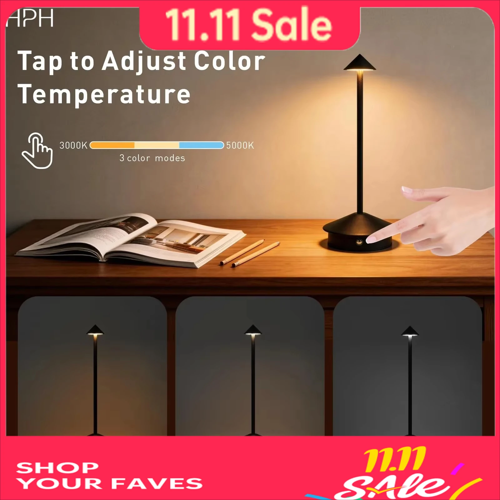 HPH Table Lamp Dining Led Desk Lamp Hotel Coffee Pina Cordless Table Lamp Living Room Bedside Lamp Decorative Desk Lamp