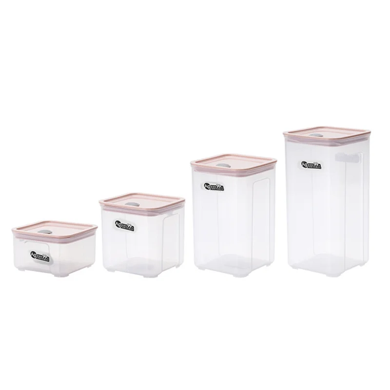 AT16 4Pcs PP Food Storage Box Plastic Clear Set with Pour Lids Bottles Jars Dried Grains Tank 400L-1700L,Red