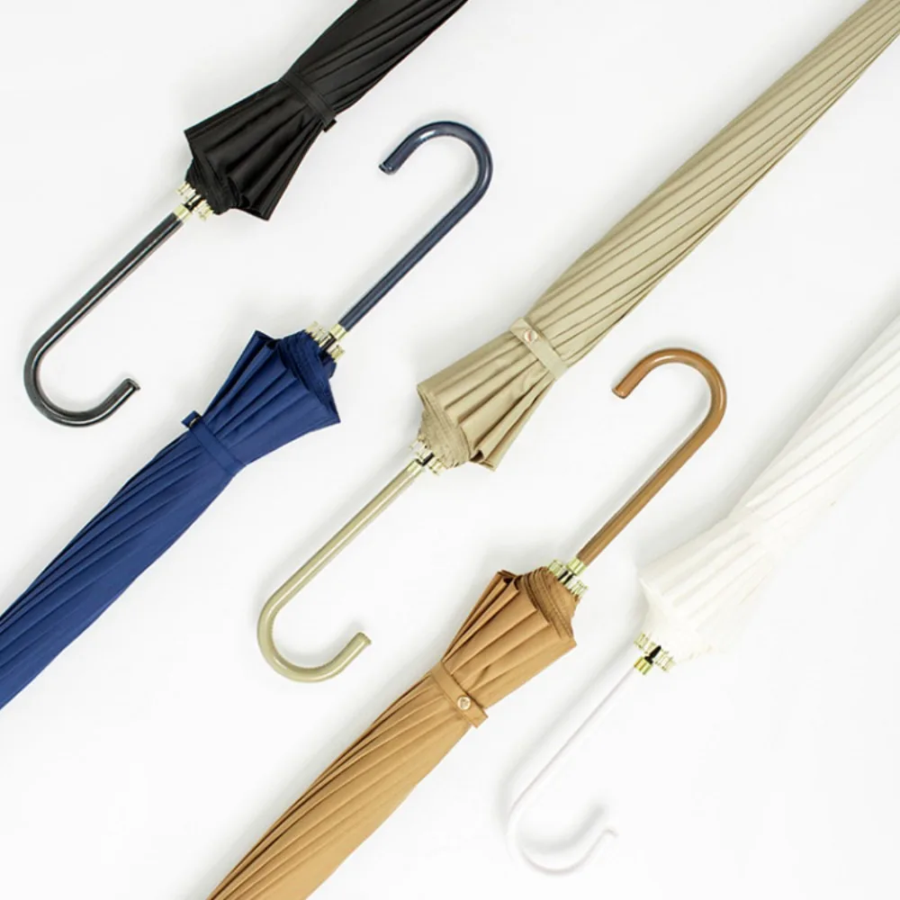 

16 Bone Waterproof Canopy Umbrella Large Size with Lid Car Carrying Umbrella Simple Long Handle Umbrella Semi-automatic Umbrella