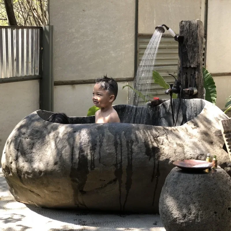 Stone Bathtub - Baal Hand Carved Stone Bathtub