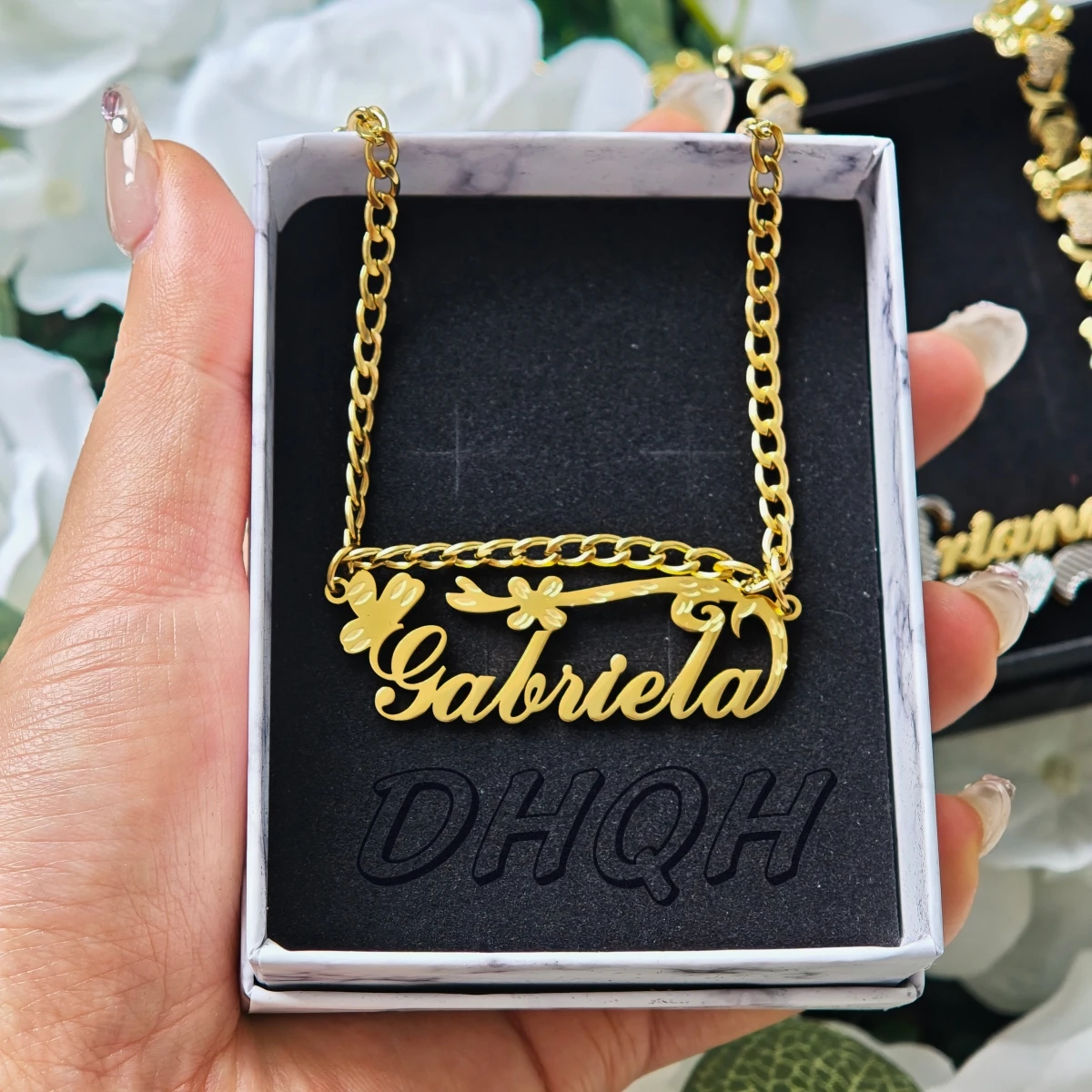 Custom Jewelry Personalized Name Pendant Butterfly Cuban Chain Necklace Sweet Anniversary Surprise Gift For Girlfriend