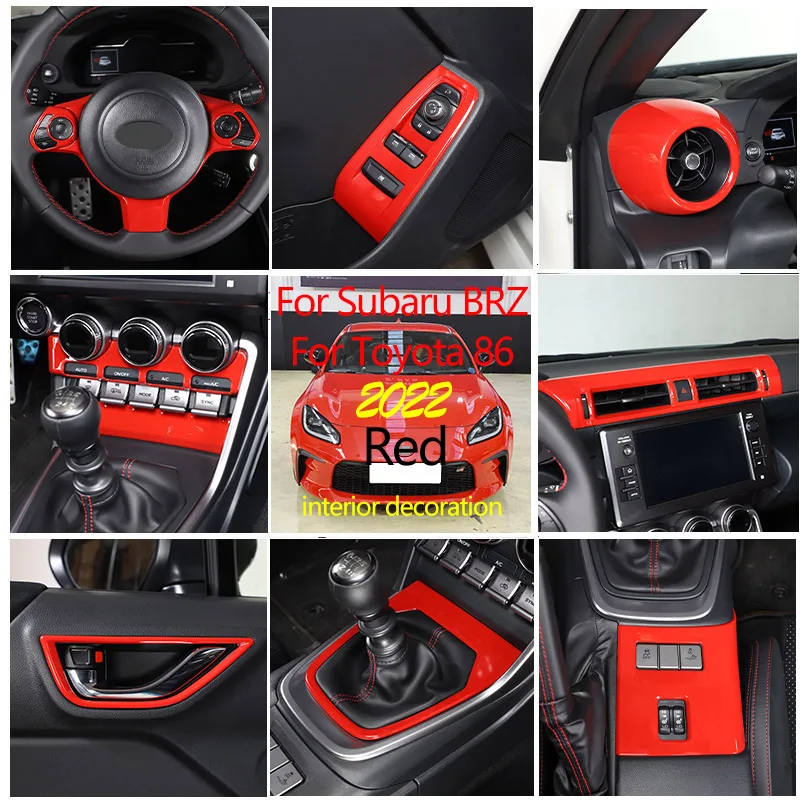 For Toyota 86/Subaru BRZ 2022+ABS Red Car Interior Center Control Air Outlet Frame Shift Panel Decorative Sticker Accessories