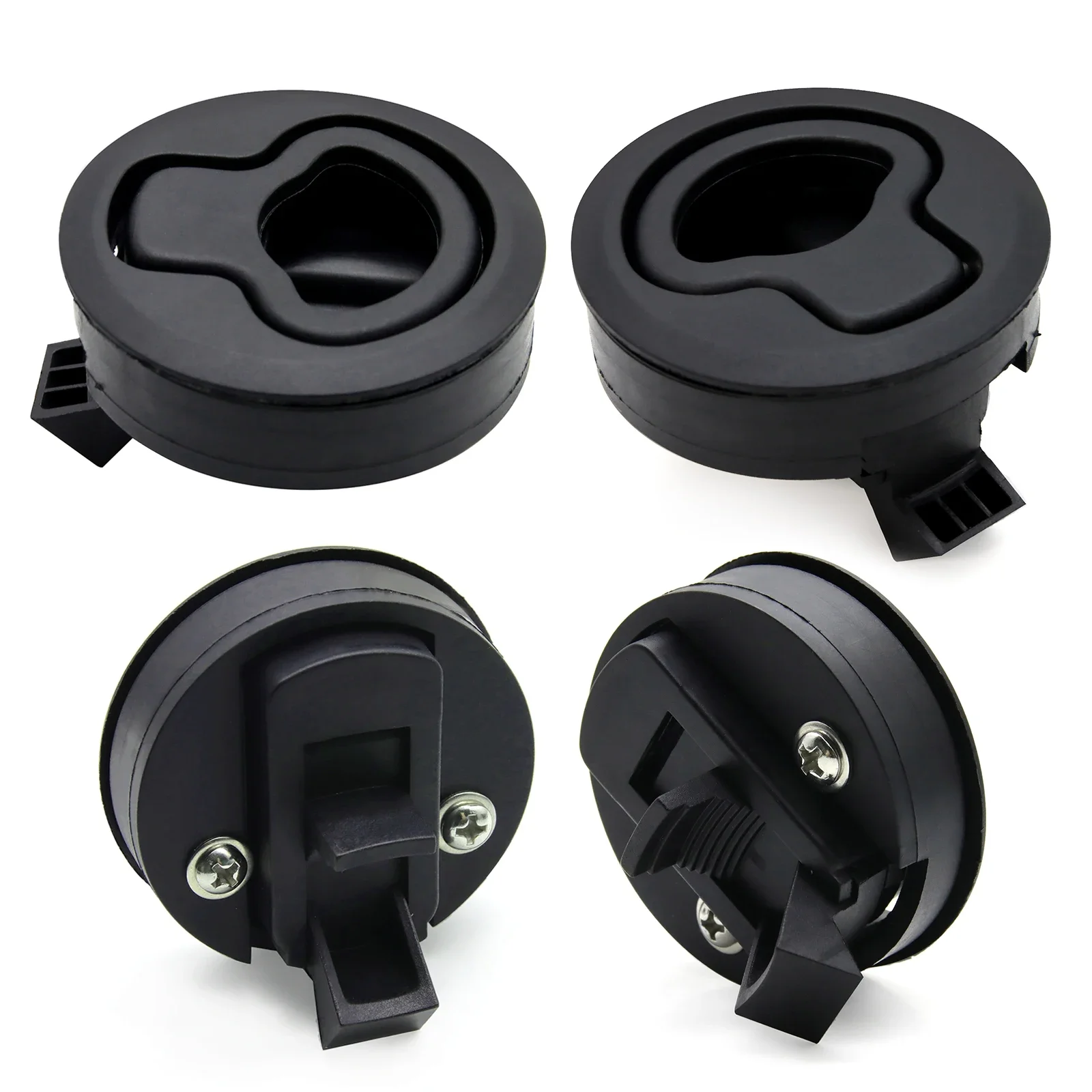 10PCS Black Round Flush Pull Slam Latch Mount Latch Lift Hatches Locking Locker Yacht Accessories for RV Yacht Marine