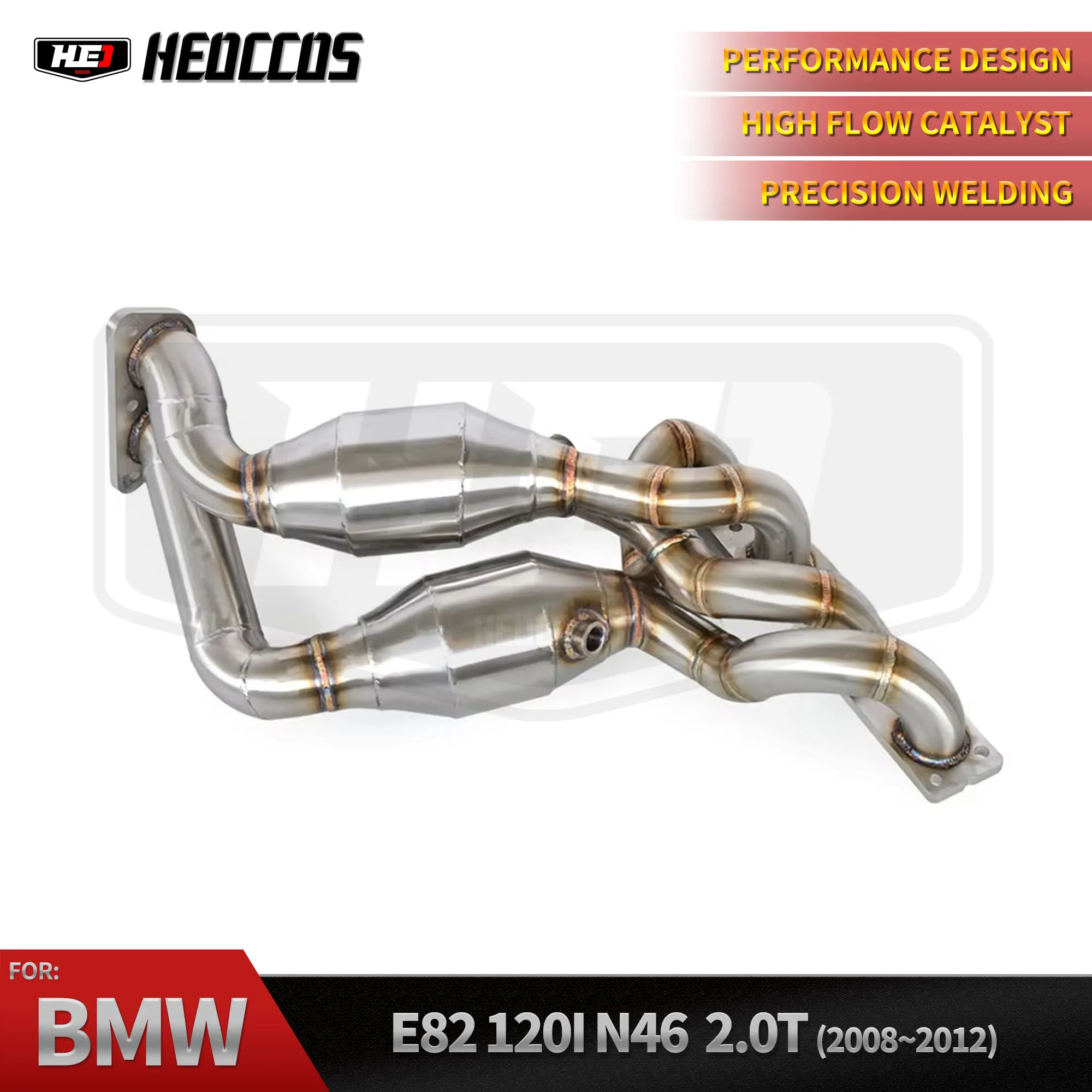 HEO 304SS Exhaust Manifold Collector Kit For BMW E82 120i N46 2.0T 2008‑2012 High‑Performance Tuning Exhaust Pipe