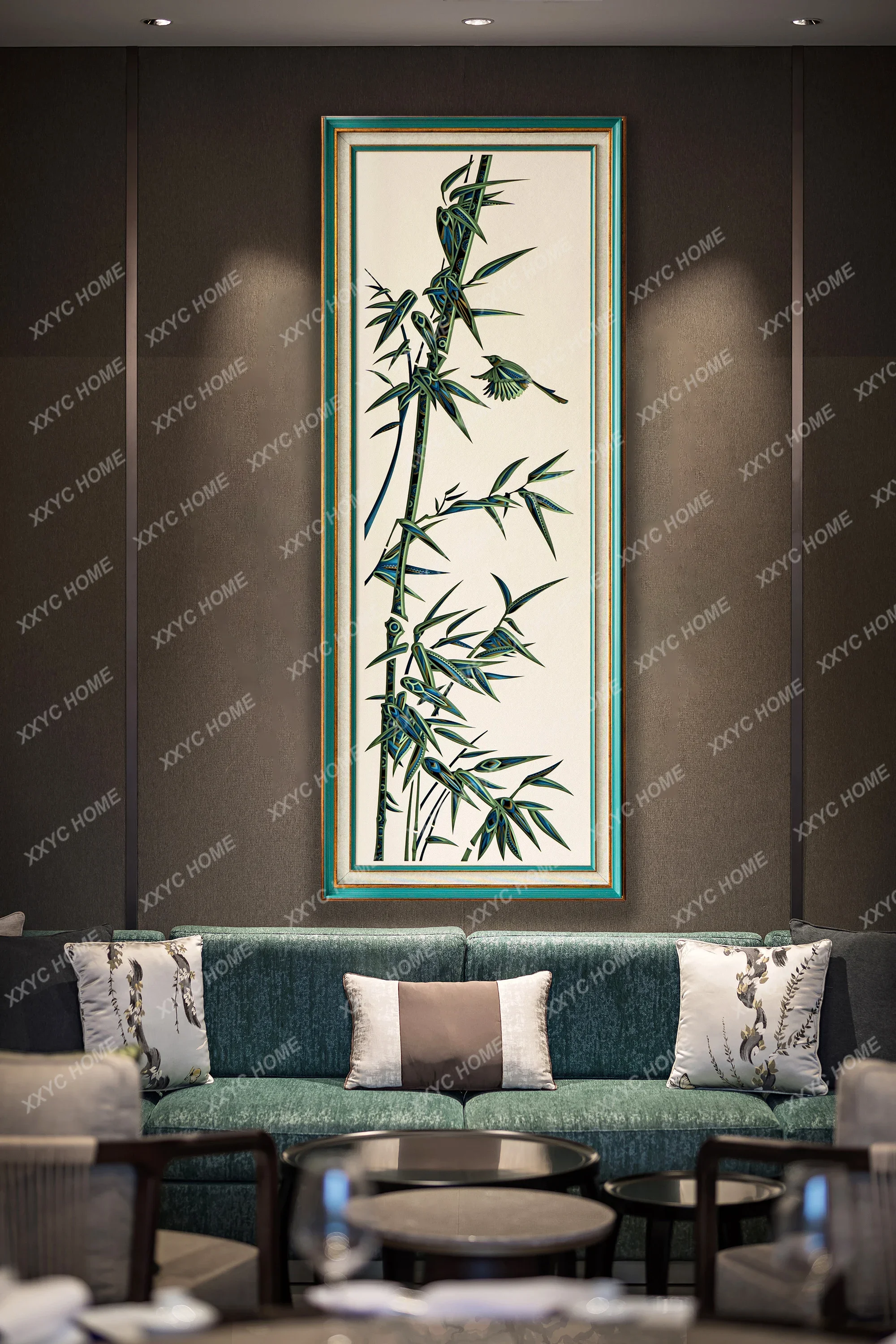 Wall decoration, high-level sense of bamboo for safety, hanging painting art, entrance painting, vertical plate