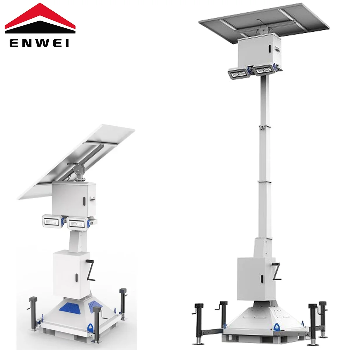 Long Lighting Time Mobile Solar Work Light High Brightness Floodlight Tower For Construction Site Lighting