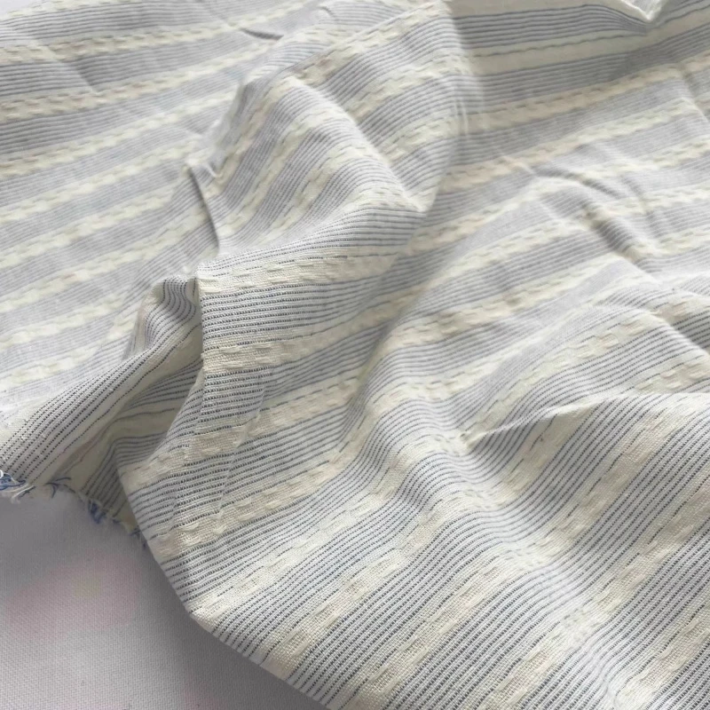 

100% чистая хлопчатобумажная ткань ручной работы, домашняя синяя полосатая строчка, рубашка, повязка, свежий минималистичный дизайнер, ткань для модной одежды своими руками