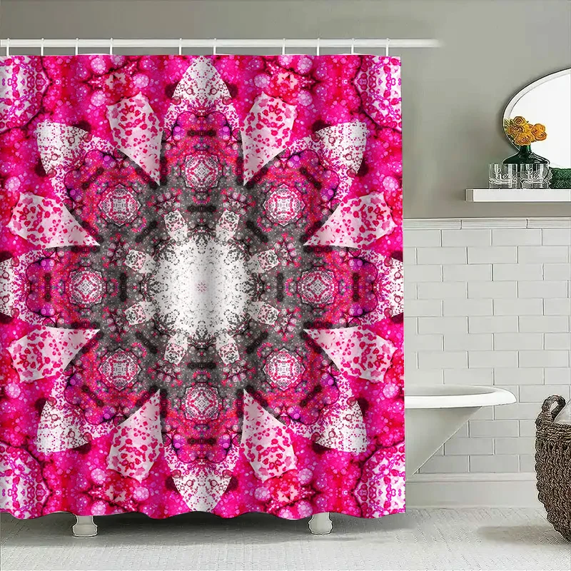

Розово-белая занавеска для душа с рисунком лилии, уникальный дизайн, водонепроницаемое украшение для ванной комнаты, размер 72 x 84 дюйма