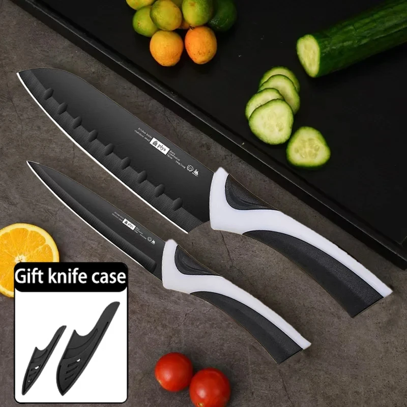 Stainless steel kitchen knife, fruit knife, multi-functional household women's peeler, kitchen cutting knife with knife cover