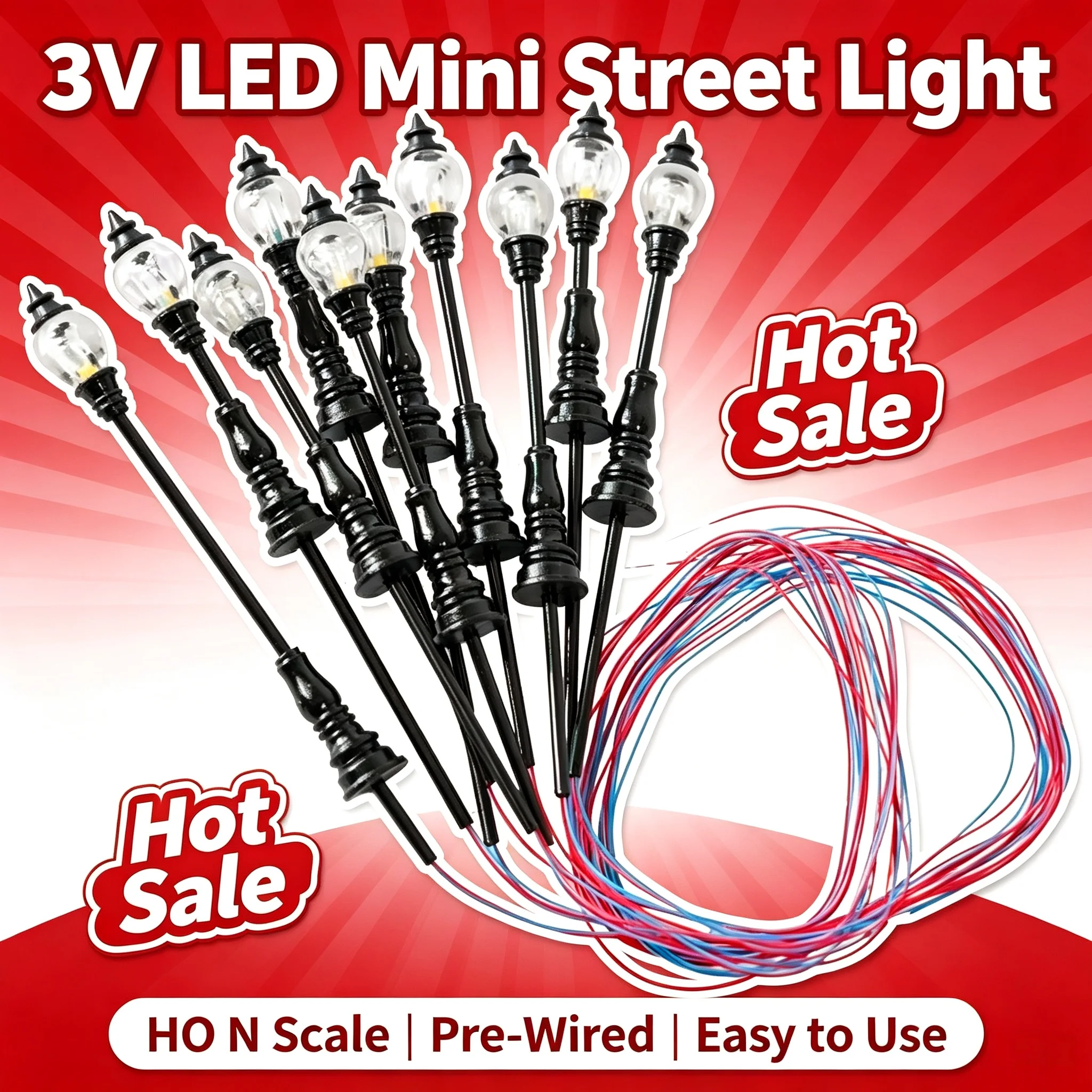 5pcs 3V LED Mini Model Street Light HO N Scale Train Railway Layout Lamp Post Miniature Streetlights For Sand Table Diorama DIY