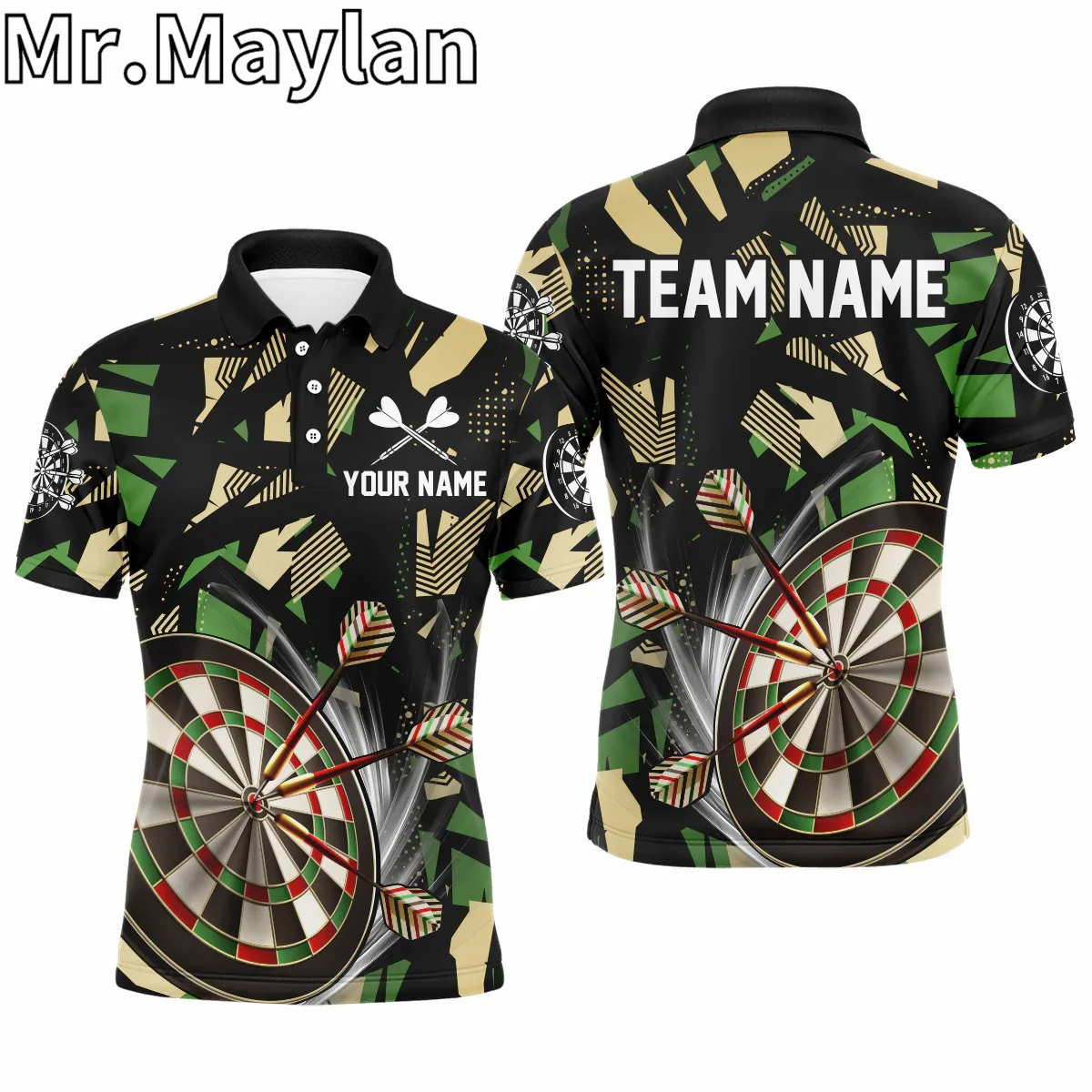 3D Customized Darts Board Jungle Camo Men Darts Sports Polo Shirts Camo Darts Team Jersey Shirts Outfits Gifts For Darts Lovers