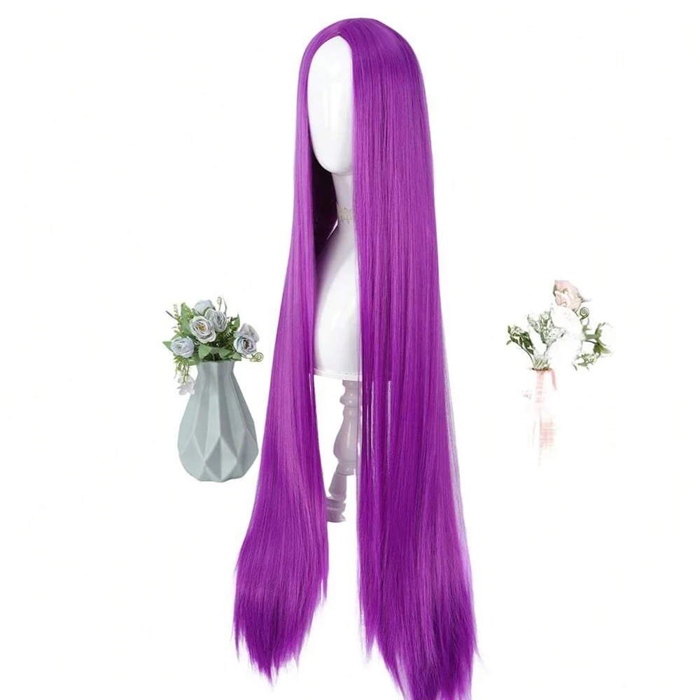 Anime 100Cm Long Staight Cosplay Wig Black White Red Pink Brown Gold Blue Blonde Purple Synthetic Heat Resistant Hair Wigs