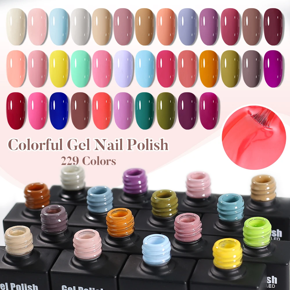 Parkson 229 Colors Gel Nail Polish Semi Permanent Varnishes Nails Art Design Hybrid Soak Off Top Base Coat UV Gel Manicure 12ml