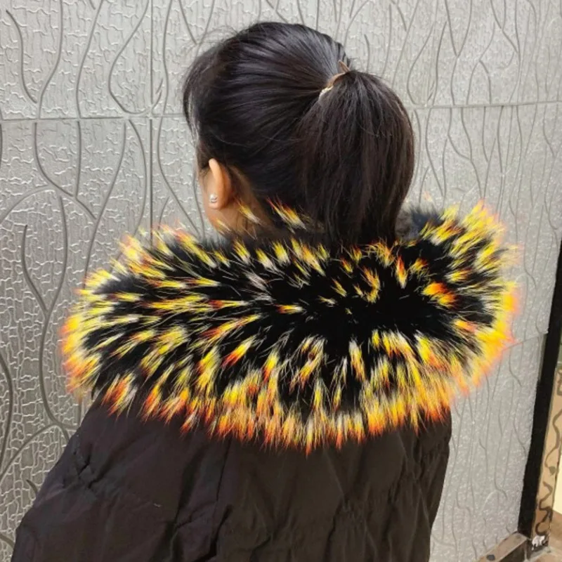 Natural Raccoon Fur Collar Winter Real Fur Scarf Women Fur Hoods For Coats Jacket Luxury Fur Shawl Large Fur Collar Scarves