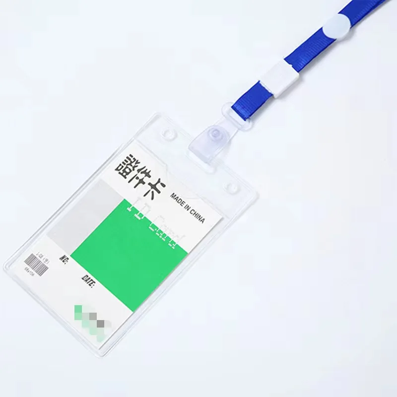 10 PCS Blue Lanyards ID Badge Holder Neck Rope and Cardholder Clear Waterproof Sleeve Pouch Plastic Protector