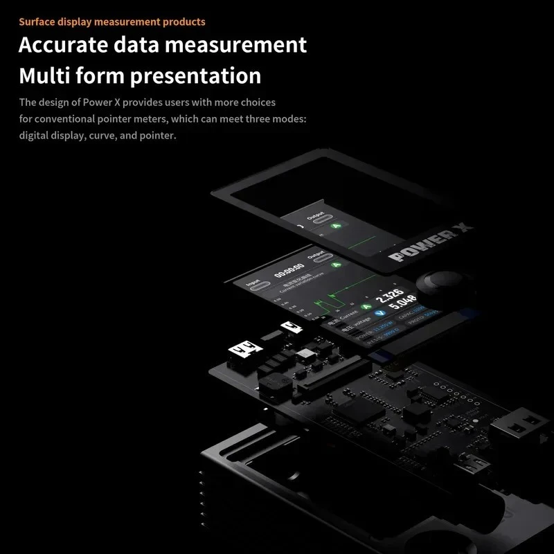 2UUL Power X High Refresh Full-color Screen Power PCB Detector : Digital Display, Curve, And Pointer Three Modes Display