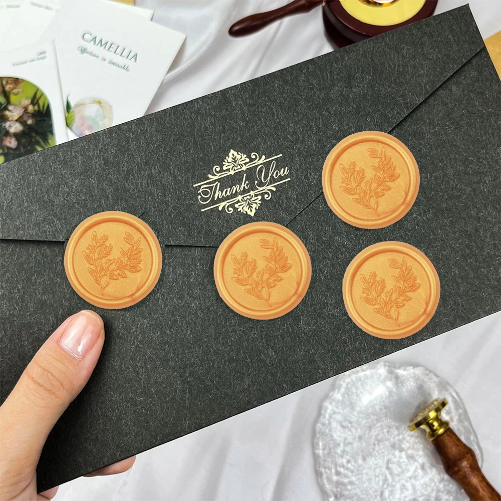 100pcs Olive Branch Love Heart 4 สไตล์ WAX Seal สติกเกอร์วาเลนไทน์ Self-Adhesive เชิญงานแต่งงานซองจดหมายซีลสติกเกอร์ทอง