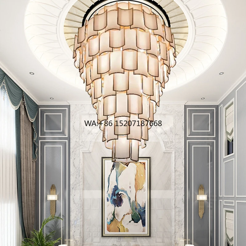 Modern Luxury Crystal LED   Large Feather Glass Lamp Remote Control Suspension for Bedroom Adjustable Height