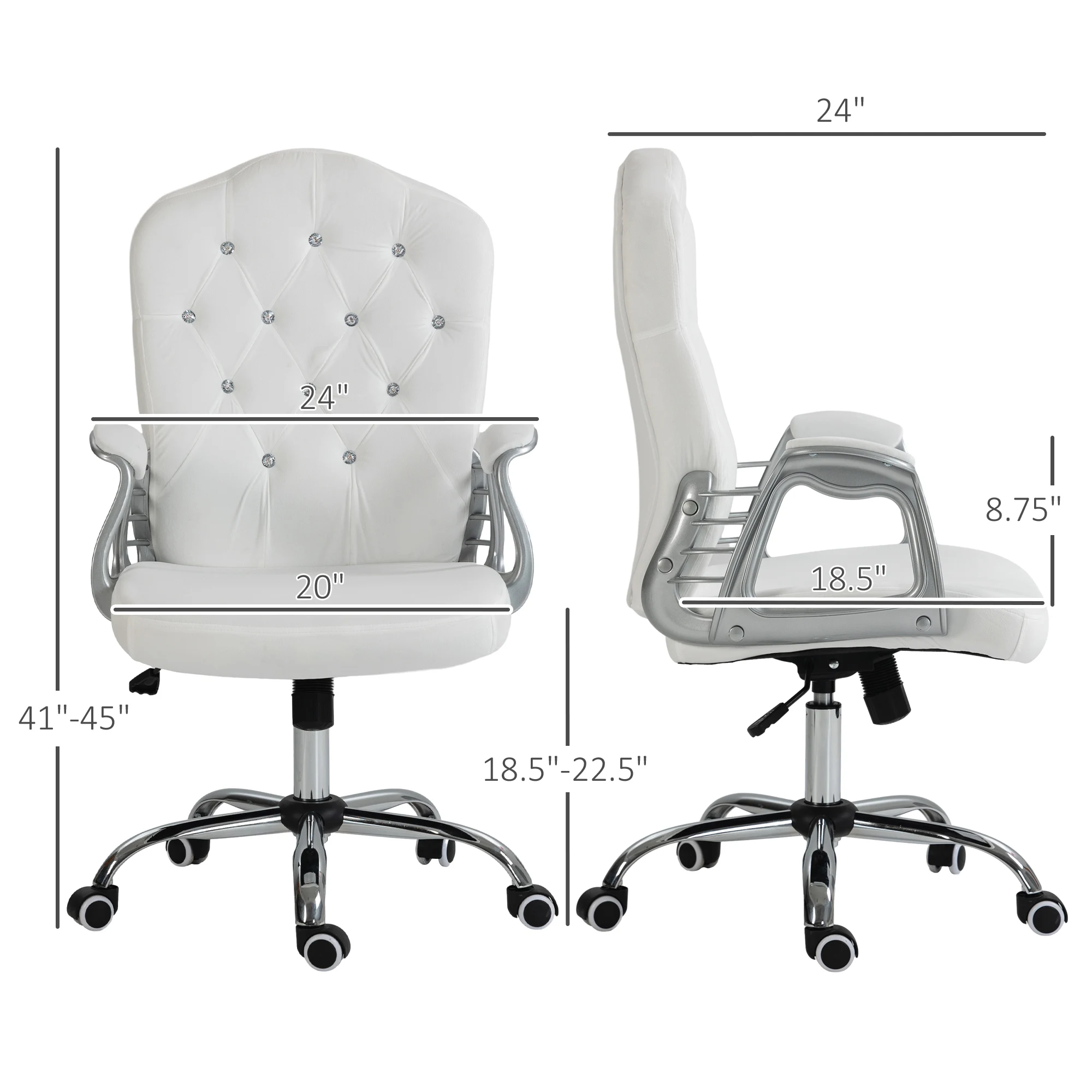 Vinsetto Home Office Chair with Adjustable Height Tilt Function White image 3
