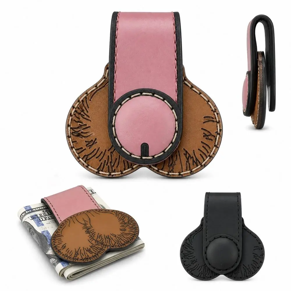 Gifts Funny Novelty Money Clip PU Leather Snap Button Cash Holder Clip Anatomical Shape Compact Pocket Money Clip Daily Carry