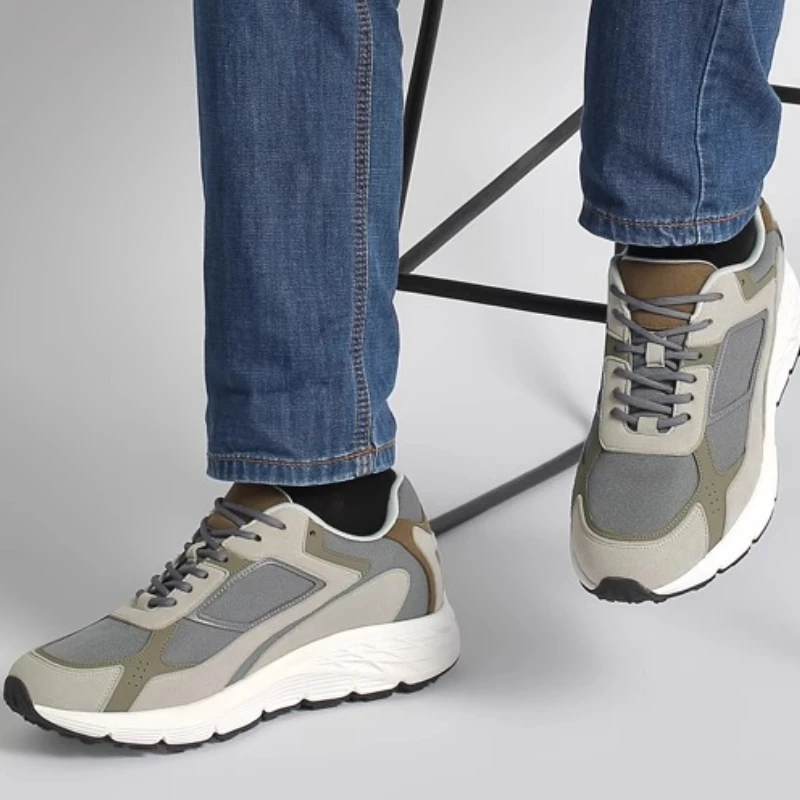 

Gray-green Height-increasing Shoes for Men's 7cm Lightweight Casual Sports Shoes Comfortable Breathable Invisible Elevator Shoes