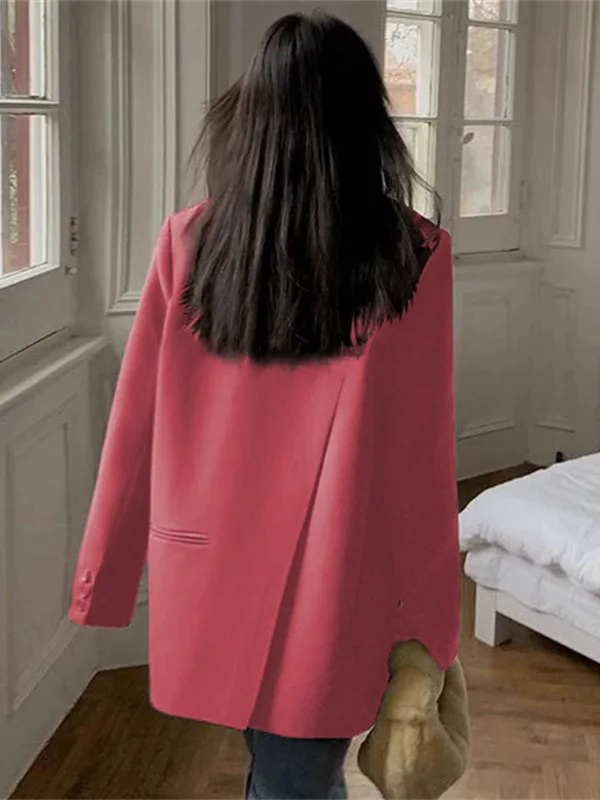 Chaqueta de Traje Informal is para Mujer, Talla Pequeña, Otoño 2024, Manga Larga, Diseño de Color Puro, Estilo de Nicho, No...