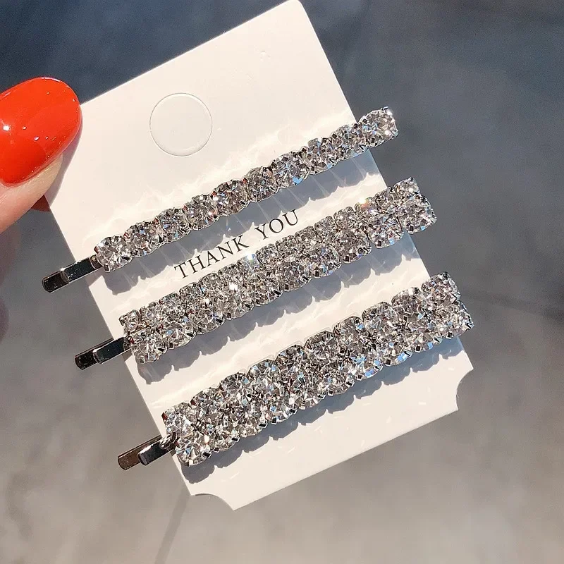 3/4 Uds. Pinzas para el cabello de Metal con diamantes de imitación brillantes para mujer, horquillas de Color dorado y plateado a la moda, horquillas para niñas, accesorios para el cabello joyería