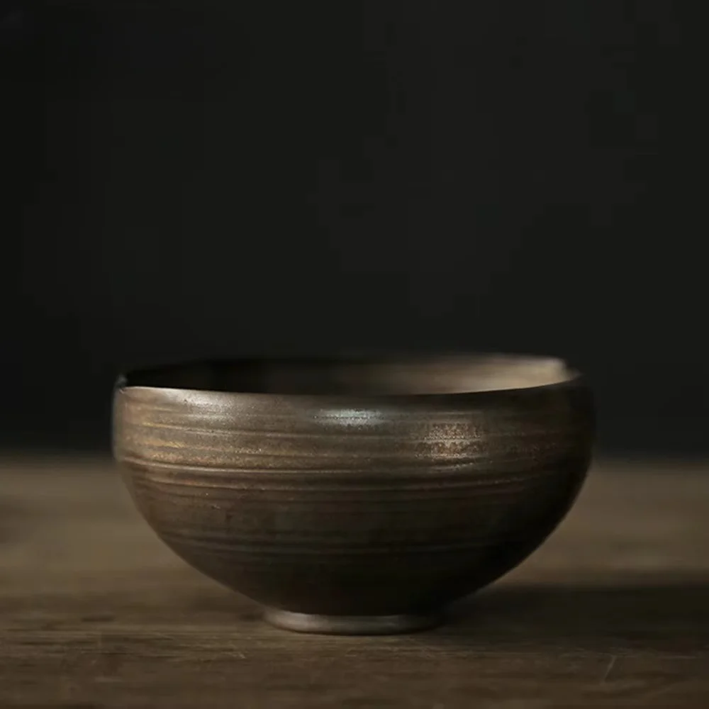 Cuenco lavado de té neumático fino hecho a mano, esmalte hierro japonés, cepillo escritura, lavadora,600ml