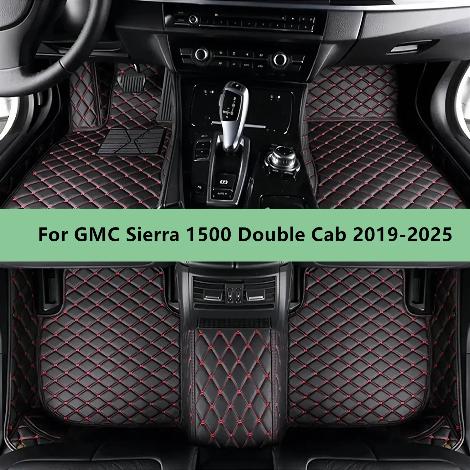 Autofußmatten für GMC Sierra 1500 Double Cab 2019-2025 Fußmatten für Männer Frauen Auto-Innenausstattung Zubehör