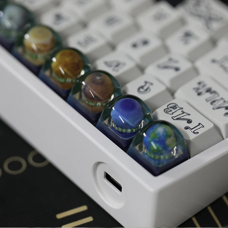 Keycap personalizado para teclado mecânico MX, oito planetas Keycap, resina 3D, personalizado, jogos, presente, acessórios