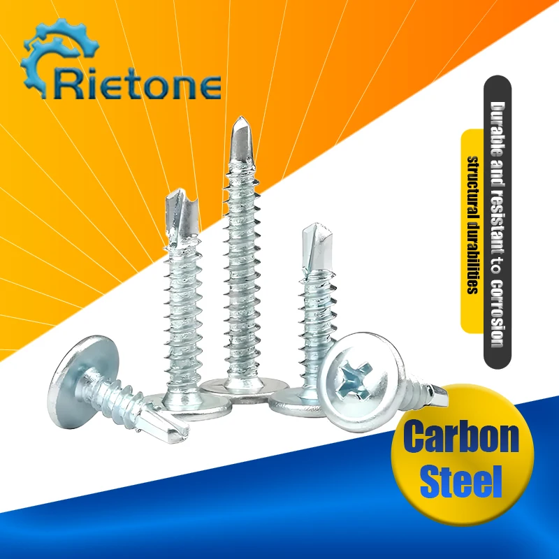 

50pcs M4.2 Blue Zinc Plated Phillips Truss Washer Head Self Drilling Tail Screw Flat Head Self Tapping Screw Lath to Metal Studs