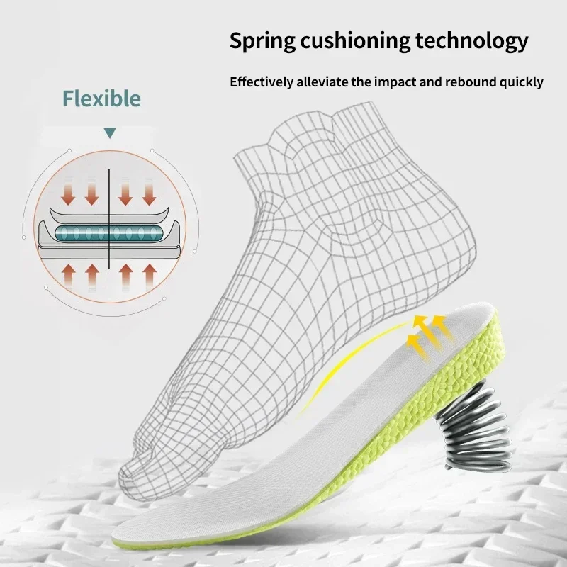 1Pair Growing Sole Shock Absorption Sports Insoles for Men & Women 1.5cm/2.5cm/3.5cm Height Increase Foot Templates Shoe Inserts