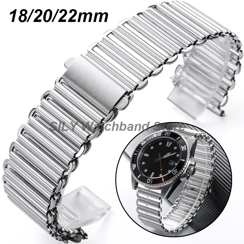 Bracelet de montre en acier inoxydable 18 20 22mm, bracelet de montre en métal de haute qualité pour Bonklip, ceinture universelle Vintage à dégagement rapide