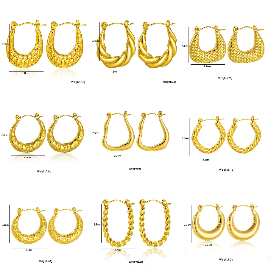 DIEYURO 316L Stainless Steel Golden Half Round Hollow Pattern Earrings For Women New Fashion Ear Studs Jewelry Glamorous Gift
