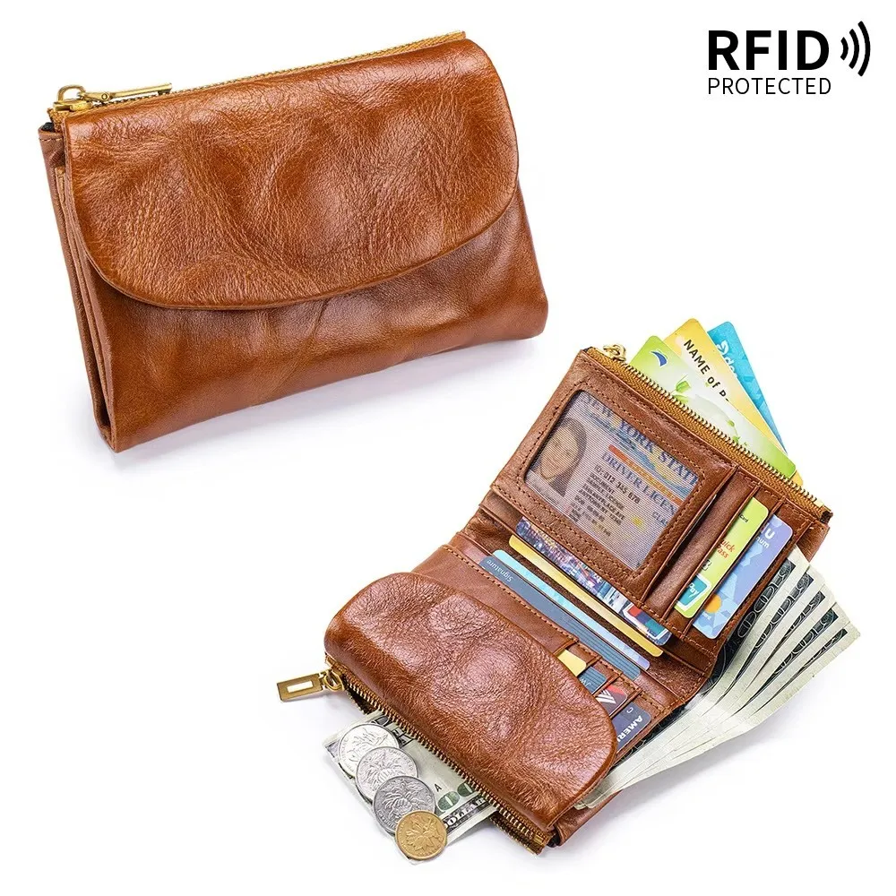Lady Coin Purse New Product Large-capacity WalleLady Short Purse Genuine Leather Women's Wallet RFID Card Holder For Girl