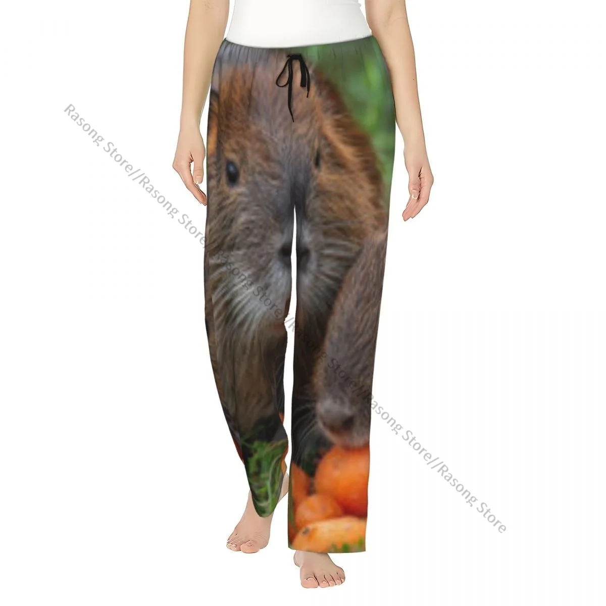 

Women Flannel Lounge Pants Soft Two Rodents Share Meal Pajama Pants Winter Sleepwear