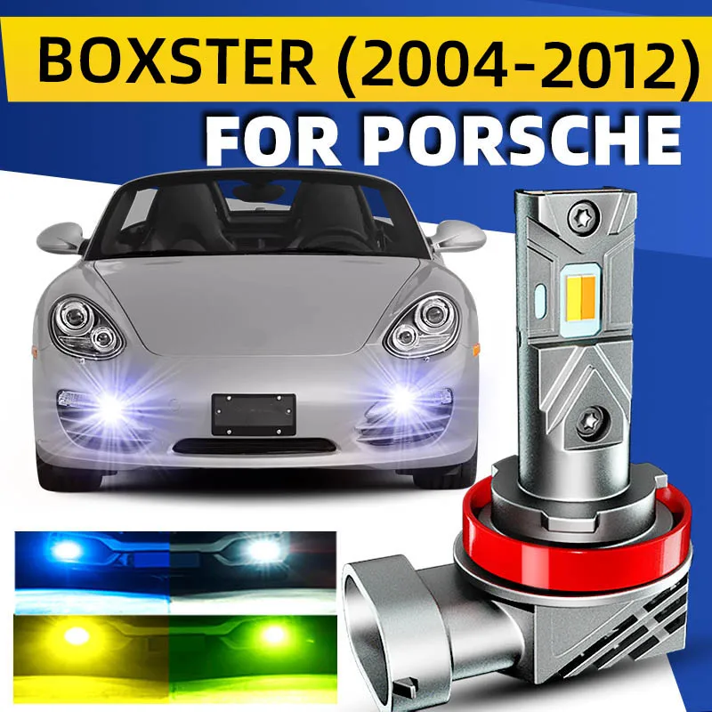 2pcs Car LED Front Fog Lights Bulbs Dual Colors Switchback White Yellow For Porsche BOXSTER 987 2004 2005 2006 2010 2011 2012