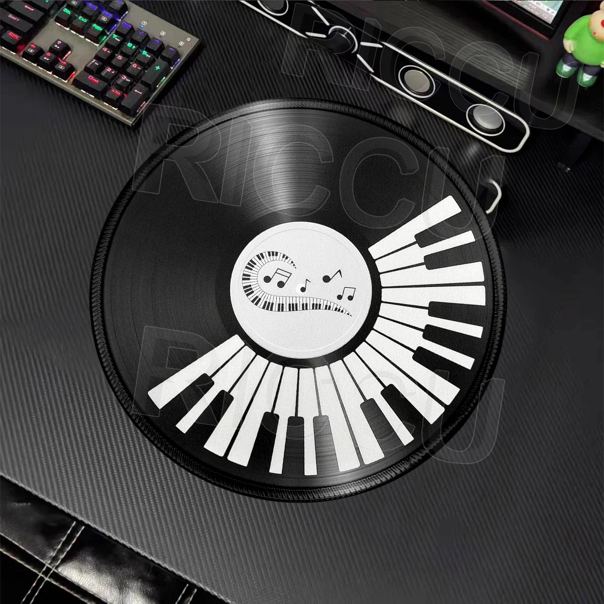 Vintage Vinyl Inspired Mouse Pad Round Non-Slip Rubber PC Desk Mat Accessories Office Mouse Mats Playmat Rug Desks Accessories