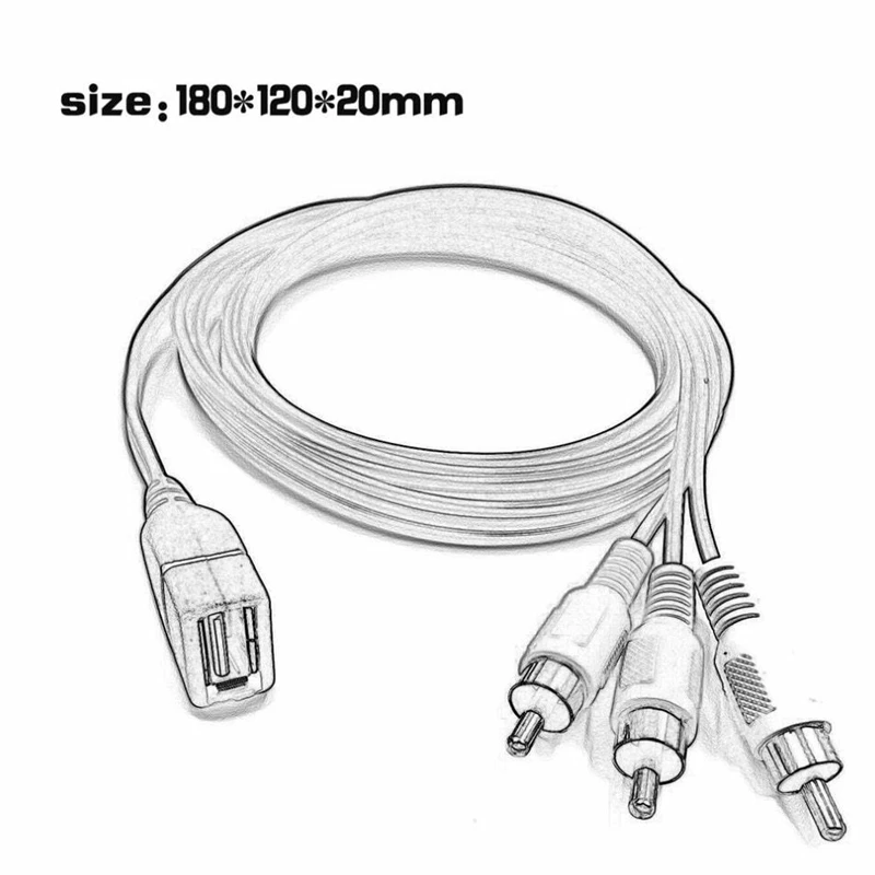 2X 1.5M USB A Female To 3 Rca Phono Av Cable Lead Pc Tv Aux Audio Video Adapter