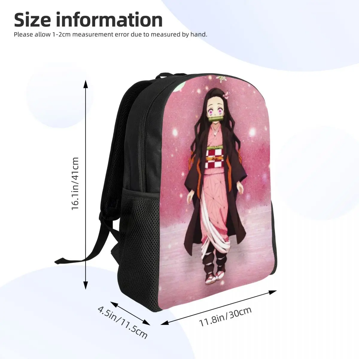 Mochila Nezuko Kamado para homens e mulheres, resistente à água, assassino de demônios, quimetsu no yaiba, estampa, bolsa de escola universitária