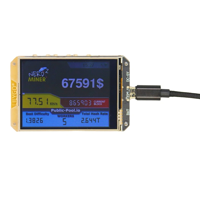 Lilygo Bitcoin Solo Nerdminer V2 78KH Open Source Bitcoin Solo Mineração Máquina Nerd Miner V2 2.8 Polegadas Display LCD 1.7.0
