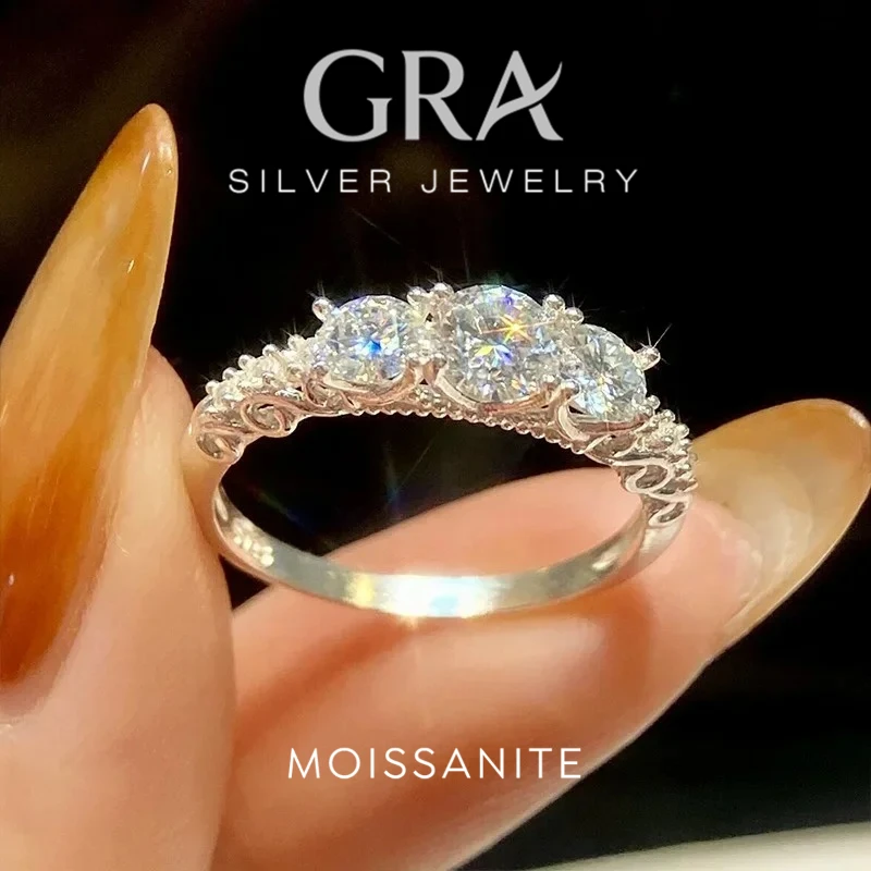 GRA Luxury Real 0.5CT Moissanite Diamond Ring