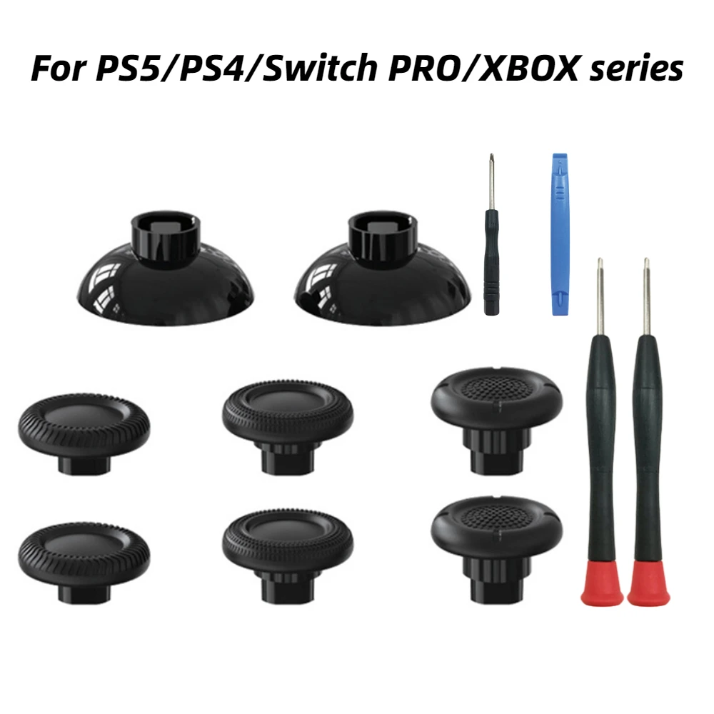 6 PCS Black 3D Joystick Caps for Sony PlayStation 5 PS5 DualSense Controller Thumbstick Analog Thumb Sticks Grip Cover