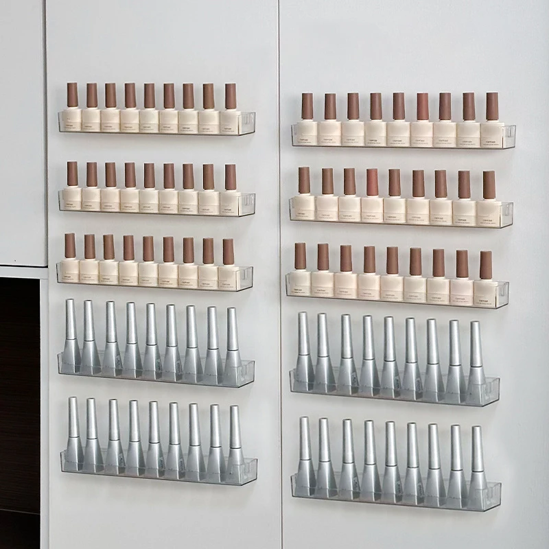 Półka ścienna na lakier do paznokci Nail Art Armor Oil Glue Display Rack Glasses Display Stand Transparent Cosmetic Brush Storage Box — zdjęcie 6