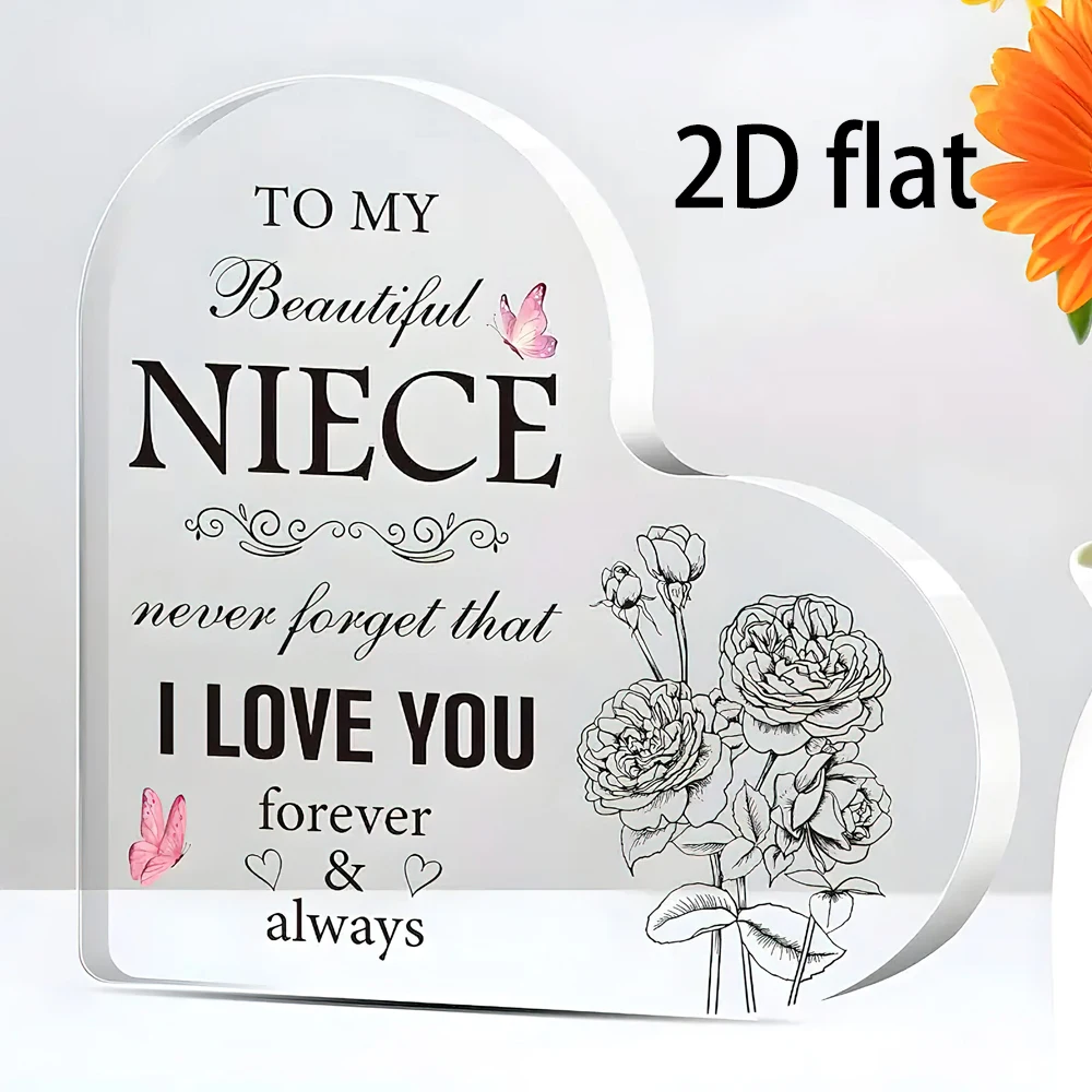 [2D Flat] 1pc Elegant Acrylic Heart Ornament with 