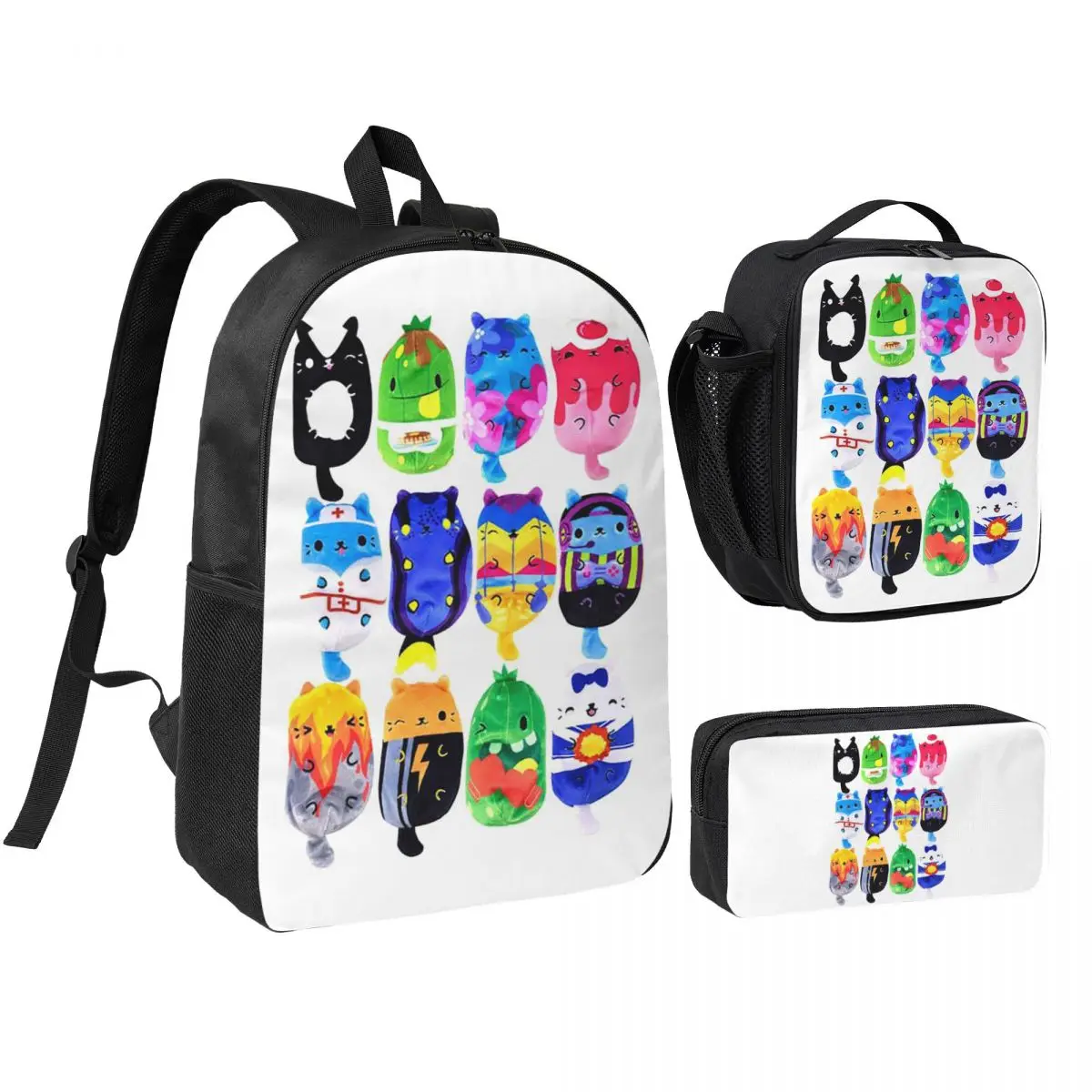 

Cats Vs Pickles Mystery Bag Plush, Assorted Styles Backpack BookBag School Bag Shoulder Bags 3ps Insulated Lunch Bag Pencil Case
